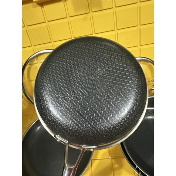 HEXCLAD 7 Piece Nonstick Stainless Steel Frying Pan Set 8 10 12- Lids Wok $600 - Picture 10 of 10